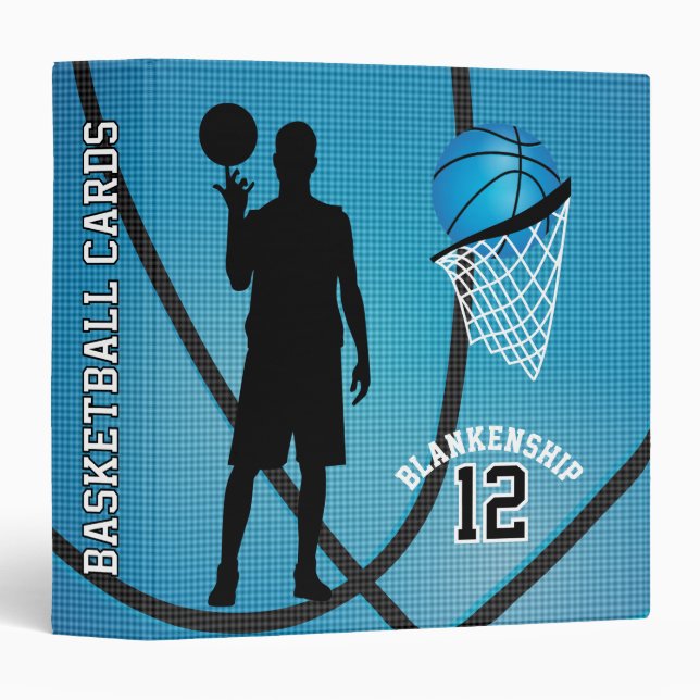 Classeur Joueurs de basket-ball | Bleu (Devant/Côté)