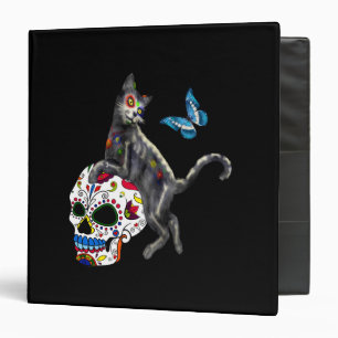 Classeur Jour De La Morte Chat Crâne Sucre Et Papillon