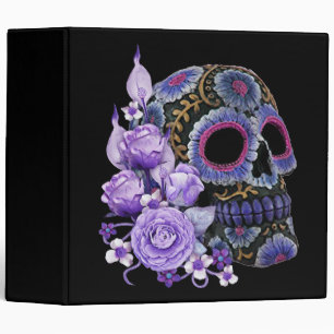 Classeur Jour noir floral pourpre de crâne de sucre des
