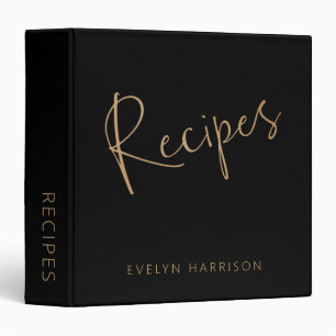 Classeur Journal de recette personnalisé en noir et or
