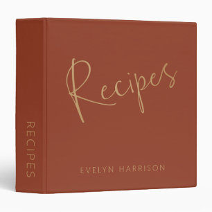 Classeur Journal de recette personnalisée en or orange brûl