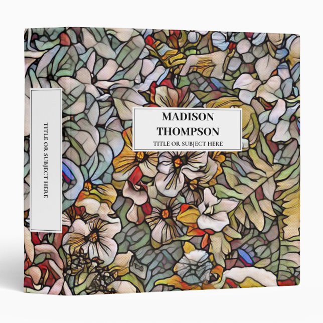 Classeur Journal floral en verre feuilleté personnalisé (Devant/Côté)
