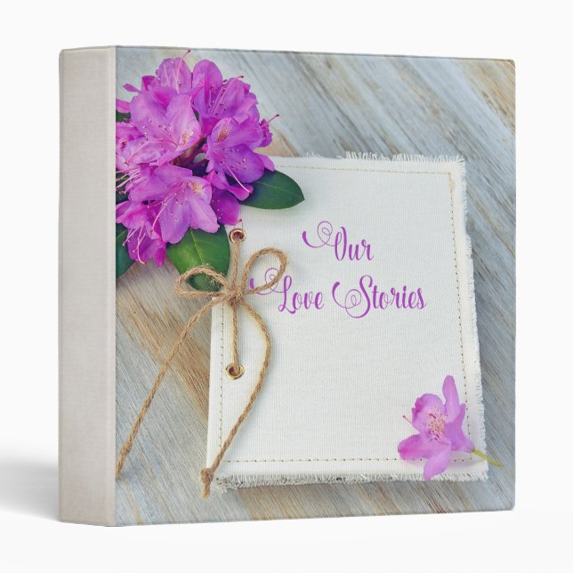 Classeur Journal mariage avec arc à deux branches et fleurs (Devant/Côté)