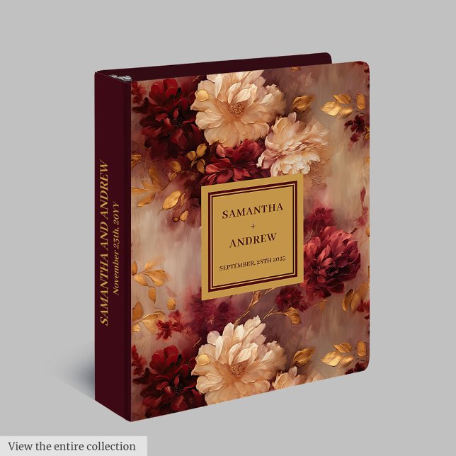Classeur Jovely Blush Burgundy Gold Mariage Album photo (Lovely Blush Burgundy Gold Wedding Photo Album)