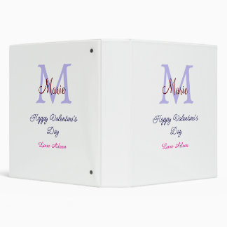 Classeur Joyeuse Saint-Valentin pastel violet monogramme ro