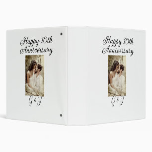 Classeur Joyeux 10e anniversaire photo couple nom lettre
