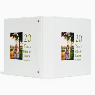 Classeur Joyeux 20e anniversaire nom du couple date or
