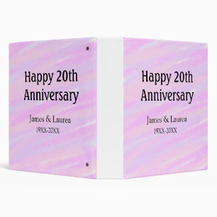 Classeur Joyeux 20e anniversaire rose violet pastel nom bol