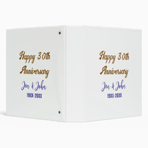 Classeur Joyeux 30e anniversaire de mariage royal bleu or s