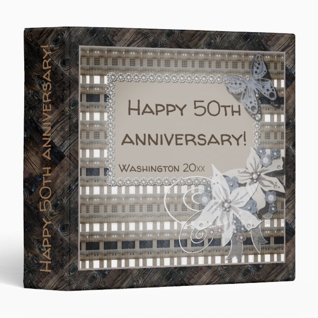 Classeur Joyeux 50e anniversaire ! , anniversaire, annivers (Devant/Côté)