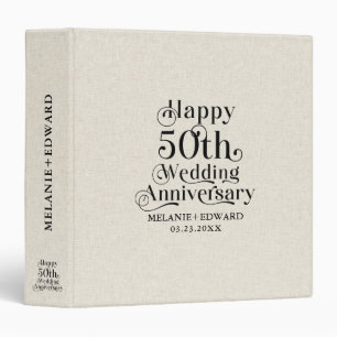 Classeur Joyeux 50e Anniversaire de Mariage Lin Beige