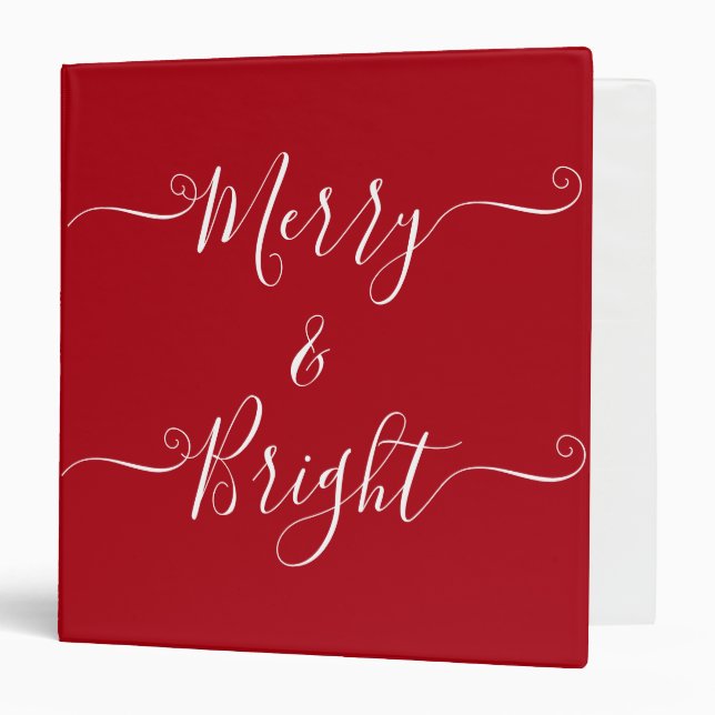 Classeur Joyeux Et Lumineux | Typographie moderne Noël roug (Devant/Intérieur)