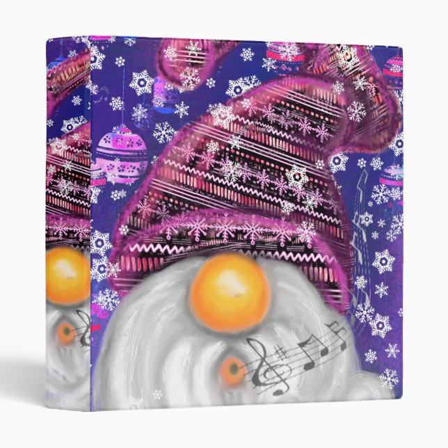 Classeur Joyeux Gnome En Casquette Violet Chante Une Chanso (Devant/Côté)