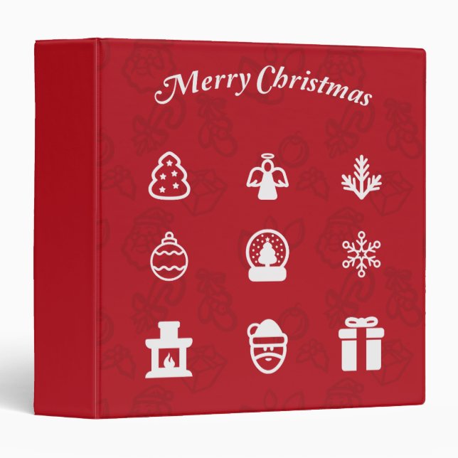 Classeur Joyeux jeu d'icônes populaires de Noël (Devant/Côté)