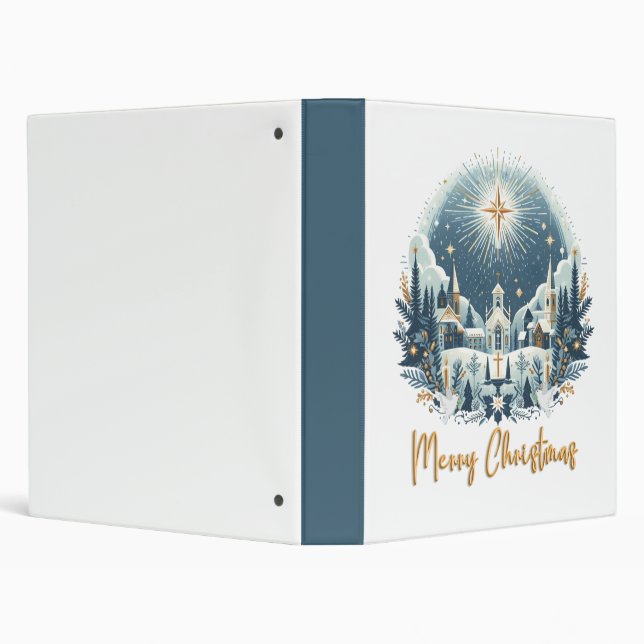 Classeur Joyeux Noël bleu et or (Arrière-plan)