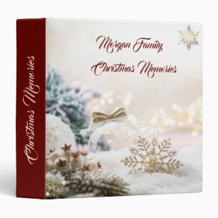 Classeur Joyeux Noël Boules Blanches Flocons de neige 
