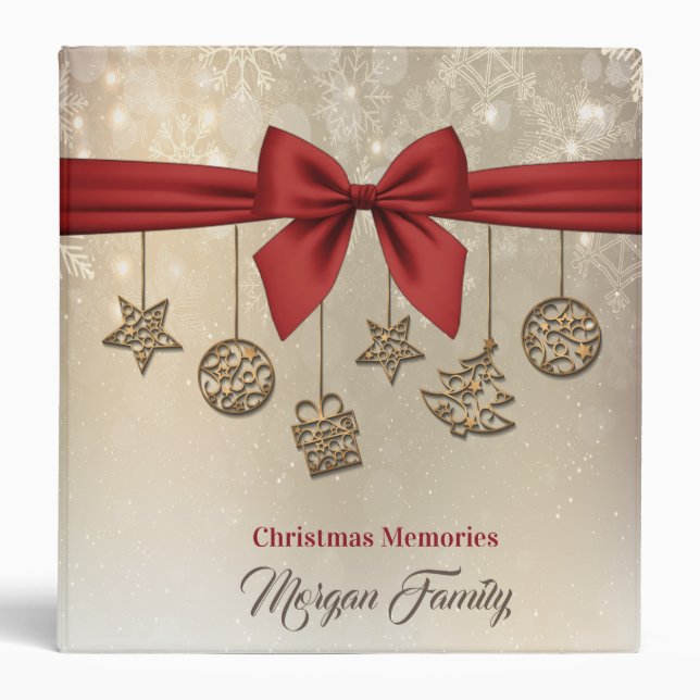 Classeur Joyeux Noël, Chic or ornements de Noël (Devant)