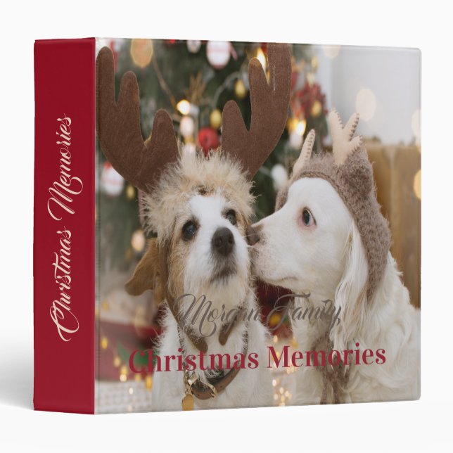 Classeur Joyeux Noël, Chiens Amoureux (Devant/Côté)