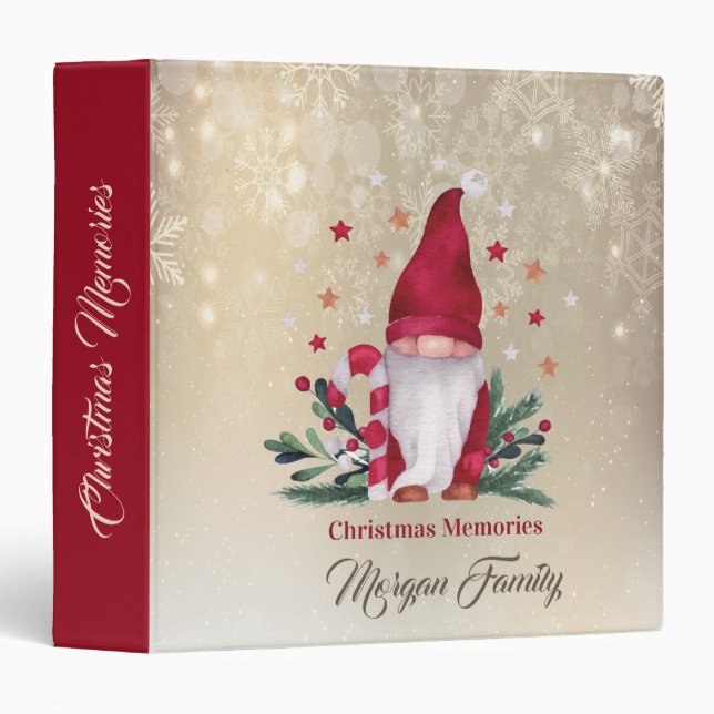 Classeur Joyeux Noël, Gnome Mignon (Devant/Côté)