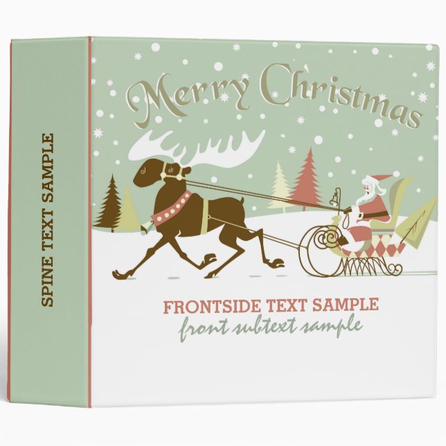 Classeur Joyeux Noël Père Noël & Reindeer (Devant/Côté)