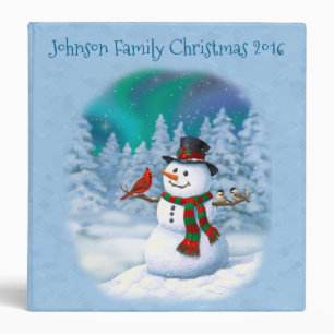 Classeur Joyeux Noël Snowman & Birds Winter Scene