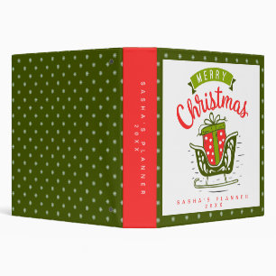 Classeur Joyeux Noël Traîneau Cadeau Rouge Vert Flocon de N