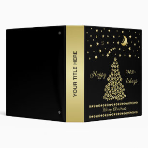 Classeur Joyeux Pawlidays, Or brillant Paw sapin de Noël