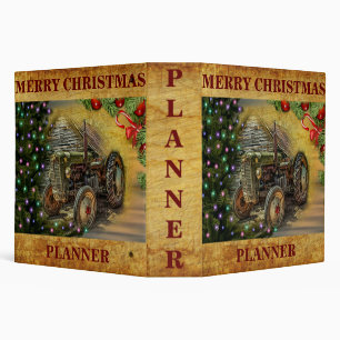 Classeur Joyeux planificateur de Noël Tracteur Vintage Cade