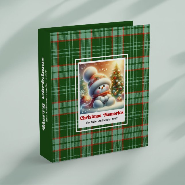 Classeur Joyful cartoon snowman Christmas family binder  (Joyful cartoon snowman Christmas family binder editable)