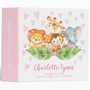 Classeur Jungle Bébé Animaux Première année Album photo