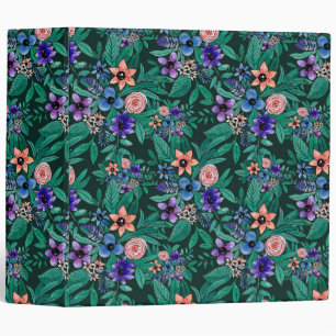 Classeur Jungle Vert Corail Aquarelle Verdure Motif