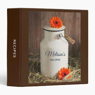Classeur Jus de lait blanc rustique avec des fleurs orange