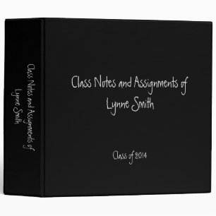Classeur Juste notes noires simples de classe,