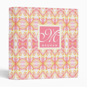Classeur Kaleidoscope rose Abstrait - Monogramme