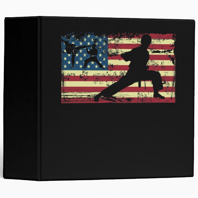 Classeur Karate American Flag Martial Arts (Devant/Côté)