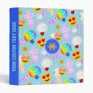 Classeur kawaii autocollants motif girly I love volleyball