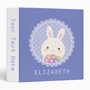 Classeur Kawaii Cute Certains Lapin & Fleurs Nom Personnali