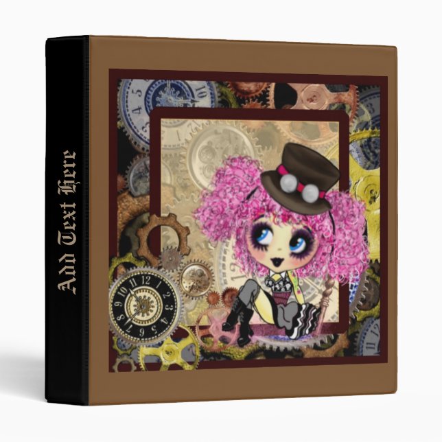Classeur Kawaii goth lolita Steampunk PinkyP (Devant/Côté)