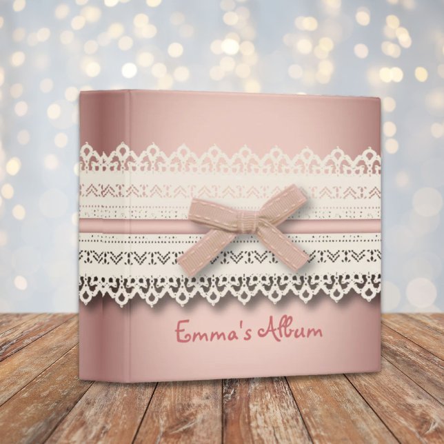 Classeur Kawaii princess girly chic dentelle blanche arc ro (Kawaii princess girly chic white lace pink bow binder)