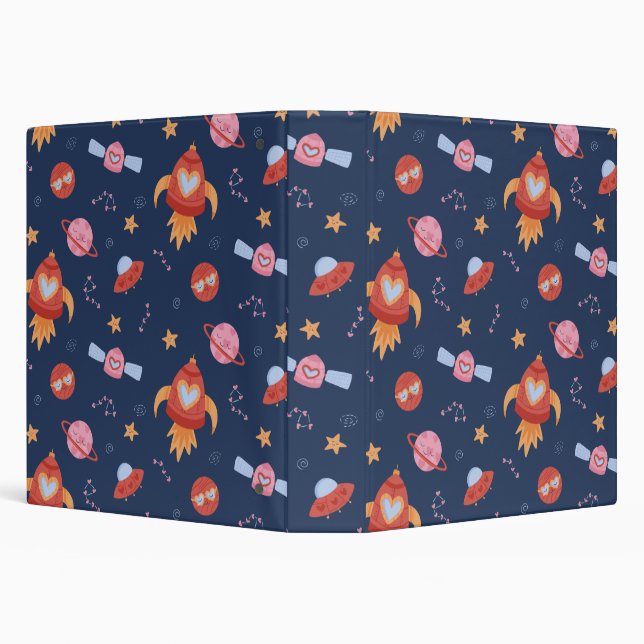Classeur Kids Space Pattern with Rockets & Planets (Arrière-plan)