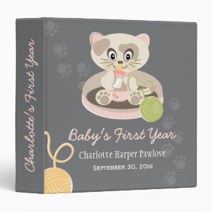 Classeur Kitten In Pink Diaper Chat Baby Album Photo