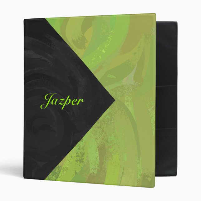 Classeur Kiwi Bash Vert et noir Monogramme (Devant/intérieur)