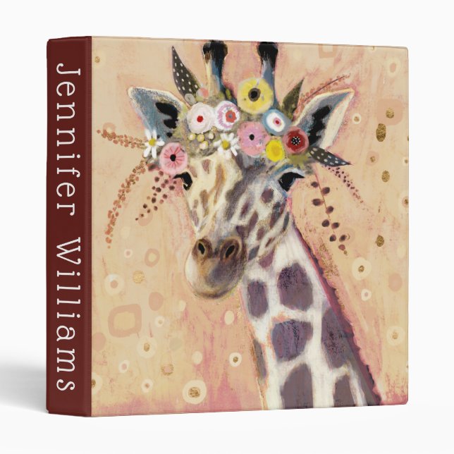 Classeur Klimt Giraffe | Orné De Fleurs (Devant/Côté)