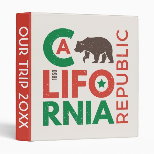 Classeur La Californie avec le logo d'ours gris (Devant/Côté)