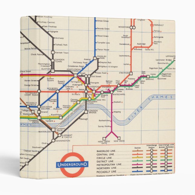 Classeur La carte souterraine de Londres (Devant/Côté)