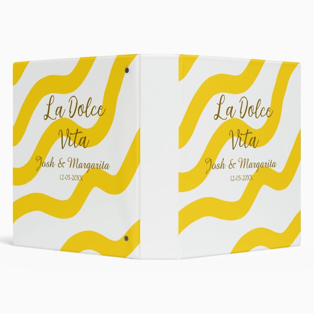 Classeur La Dolce Vita jaune couple marié Nom date paillett (Arrière-plan)