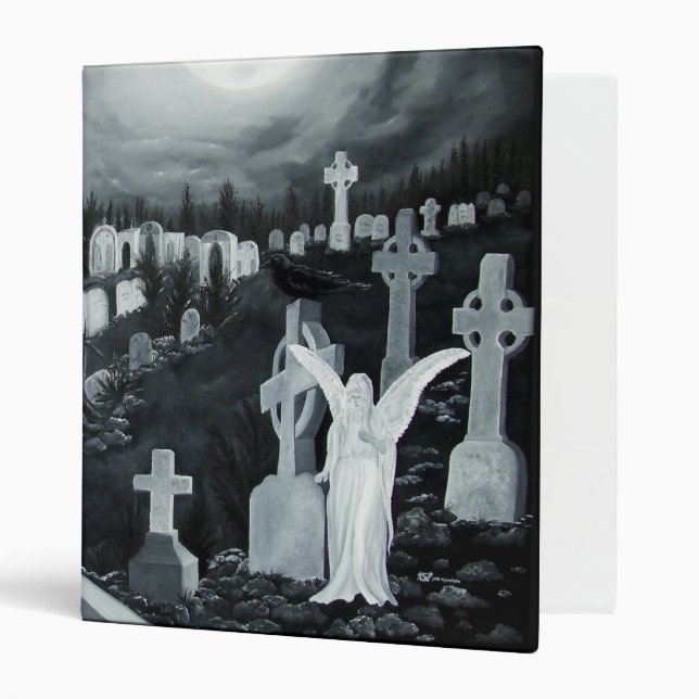 Classeur La nuit sur le cimetière - ange avec diable (Devant/intérieur)