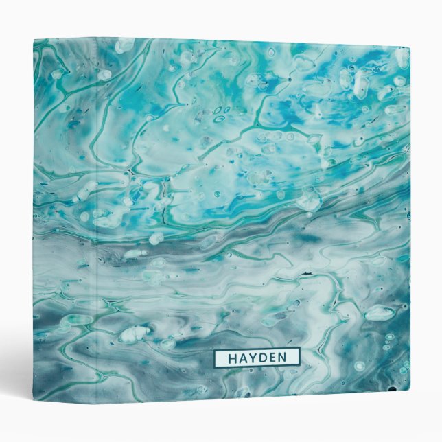 Classeur La peinture abstraite de turquoise versent le (Devant/Côté)