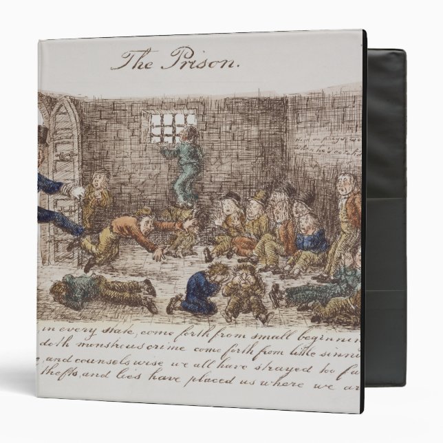 Classeur La prison, 1858 (gravure colorée) (Devant/Intérieur)