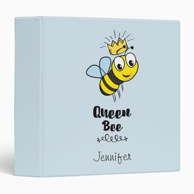 Classeur La reine Bee mignonne Bumble Bee avec Couronne (Devant/Côté)